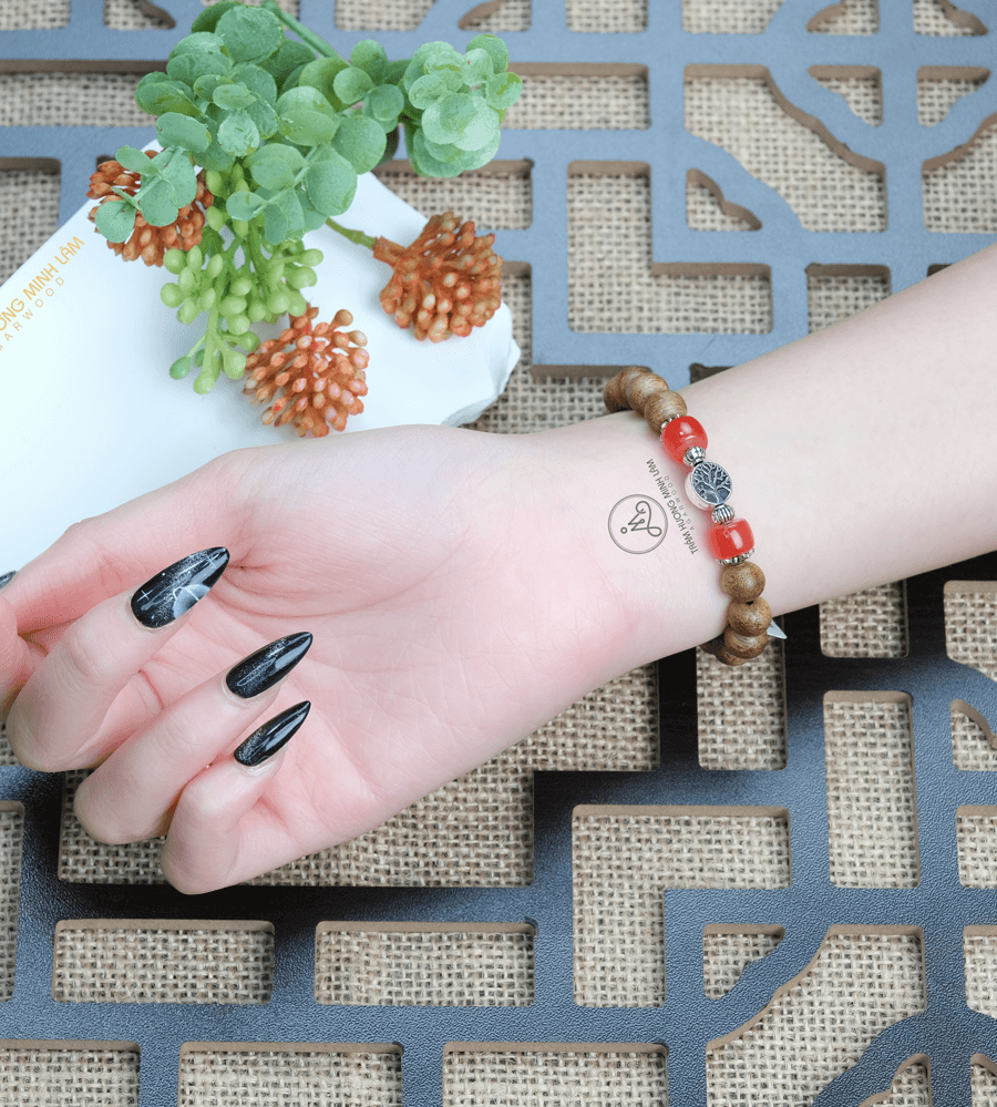 Vòng trầm hương đơn Nữ - Tặng Charm